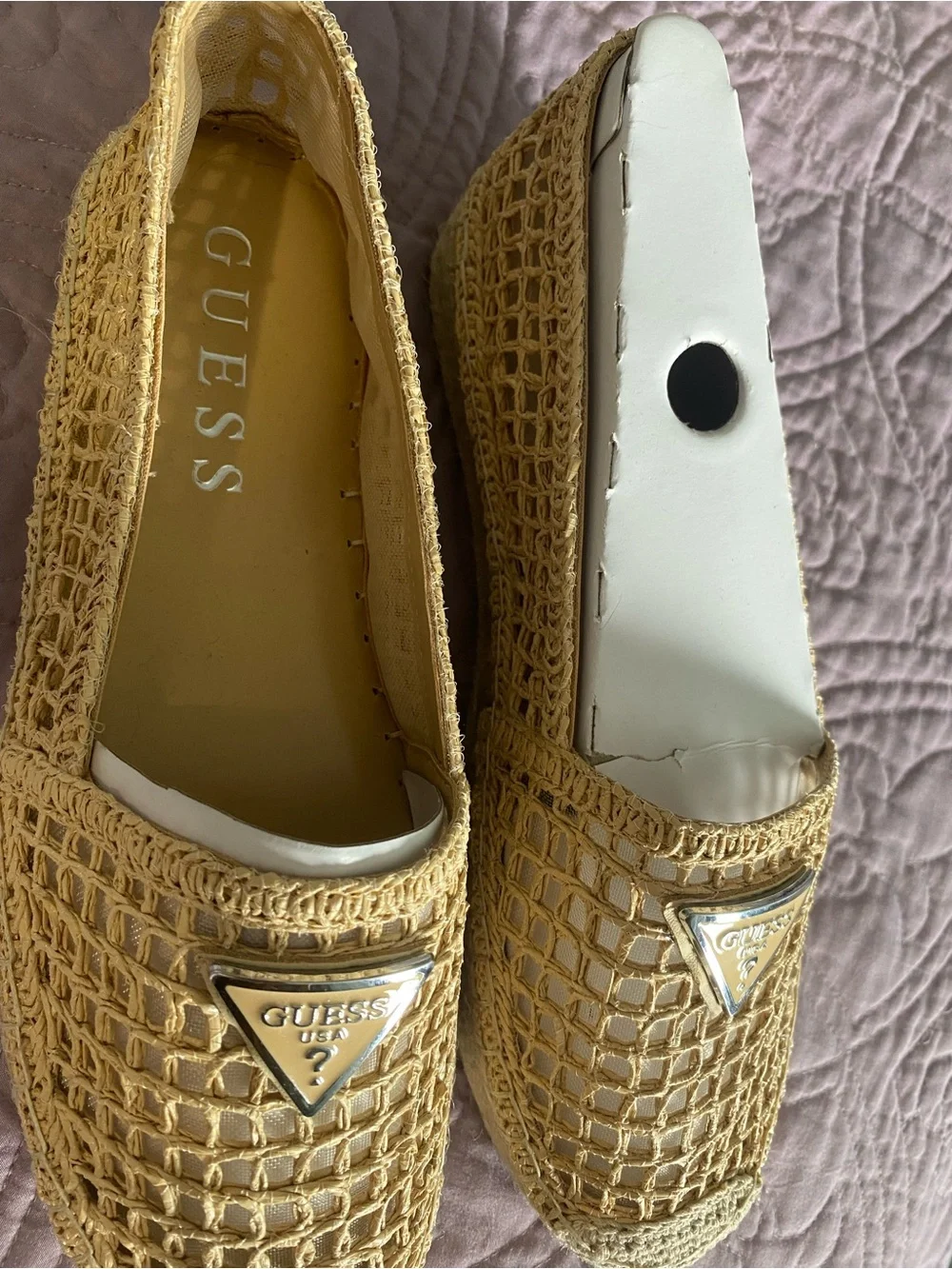GUESS Women’s Beige Slip-On Espadrille Flat Shoe Round Toe US 9M Mones2